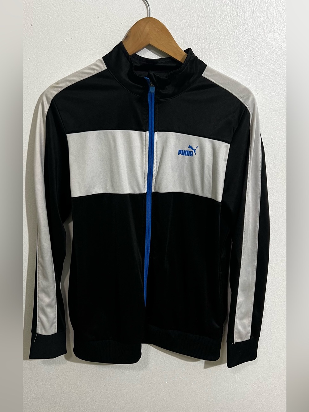 Puma Black, White & Blue Bomber-Style Track Jacket